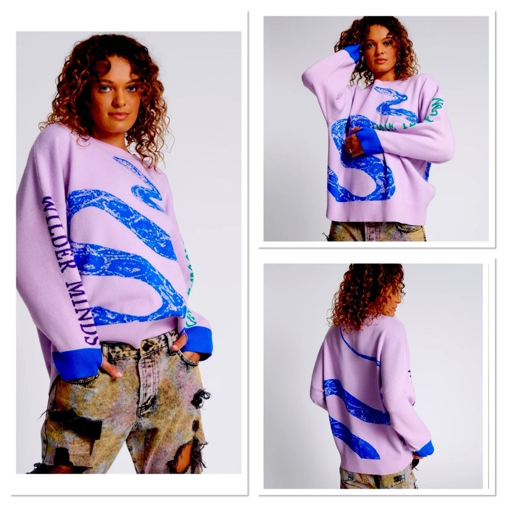 One Teaspoon Lavender Sweater with Blue Accents